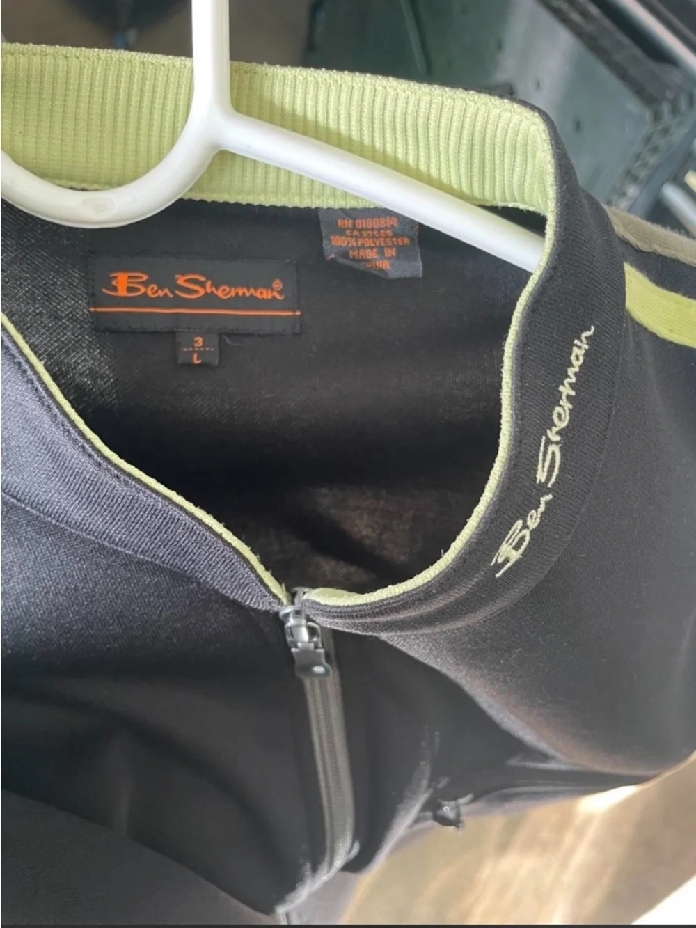 Ben Sherman Black Track Jacket with Lime Trim